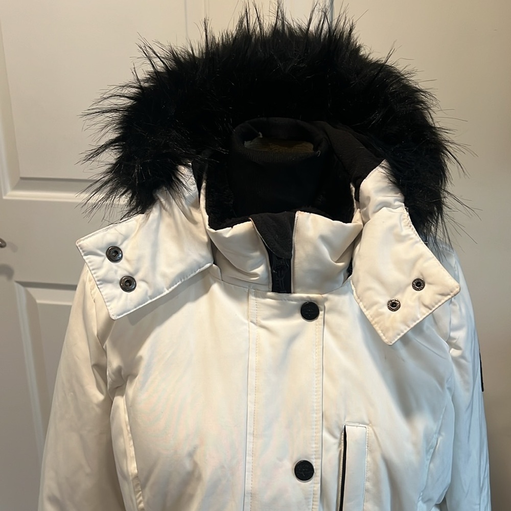 Arctic Expedition Down Coat with Faux Fur Removable Hood White Sz M - Picture 4 of 16